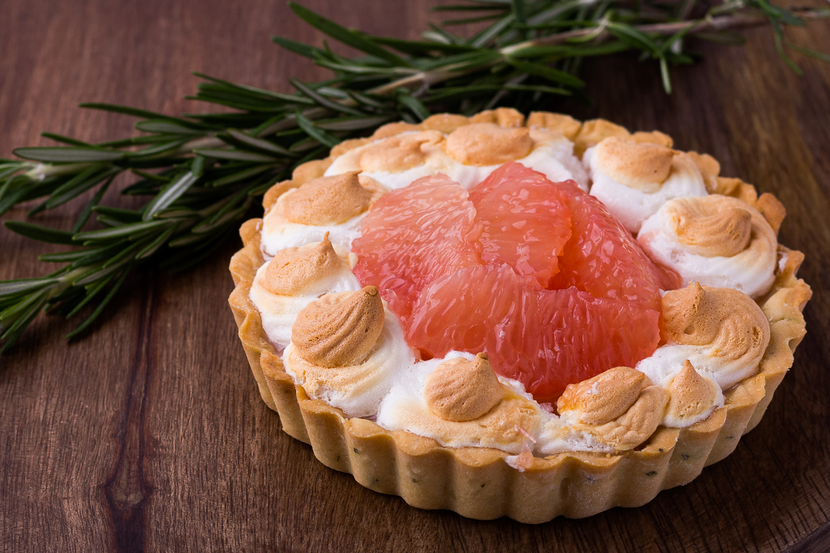 Grapefruit Meringue Tartlet with Rosemary Crust